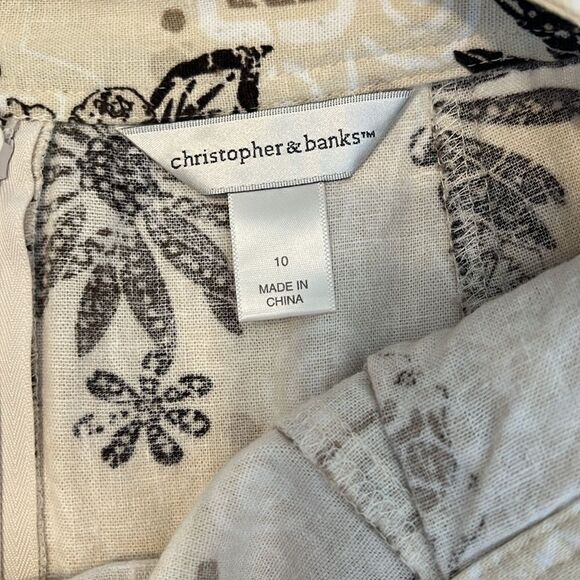 Christopher & Banks sz10 Aline brown/tan/cream flowered back zip skirt w/pockets - Picture 5 of 12